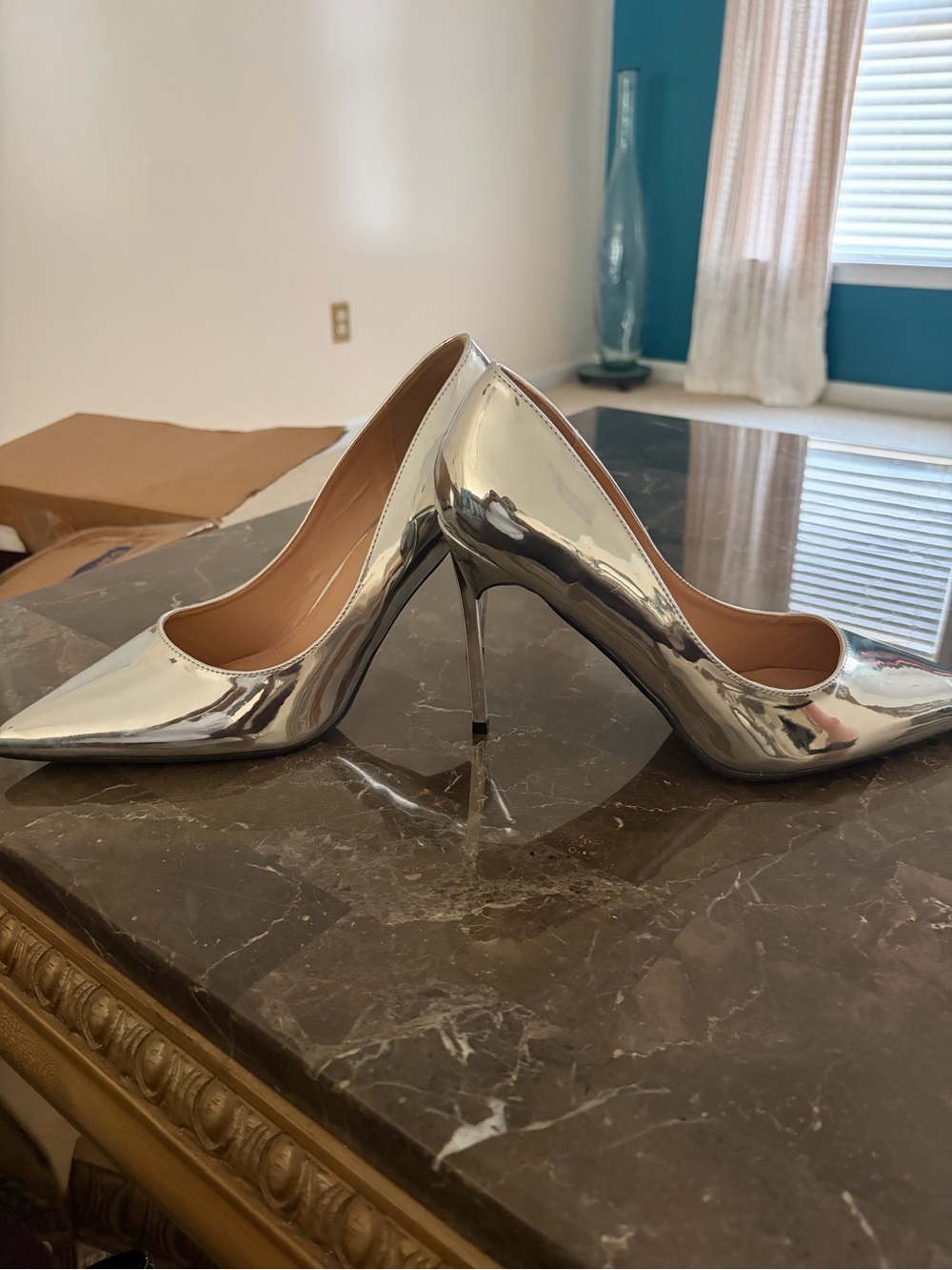 Silver Pointed-Toe Stiletto Pumps - Women's Dress Heels